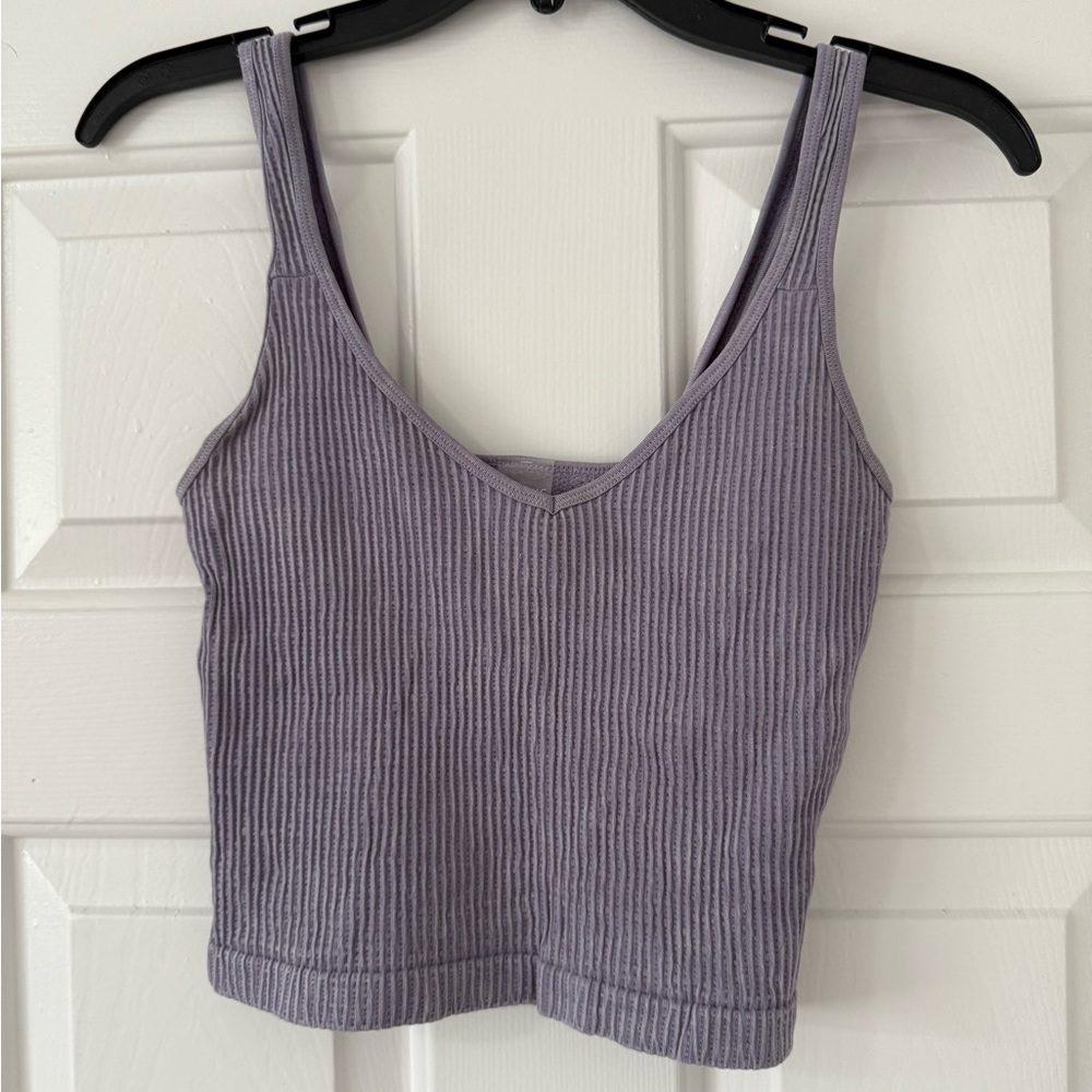 Lavender Ribbed Knit Women's Crop Top